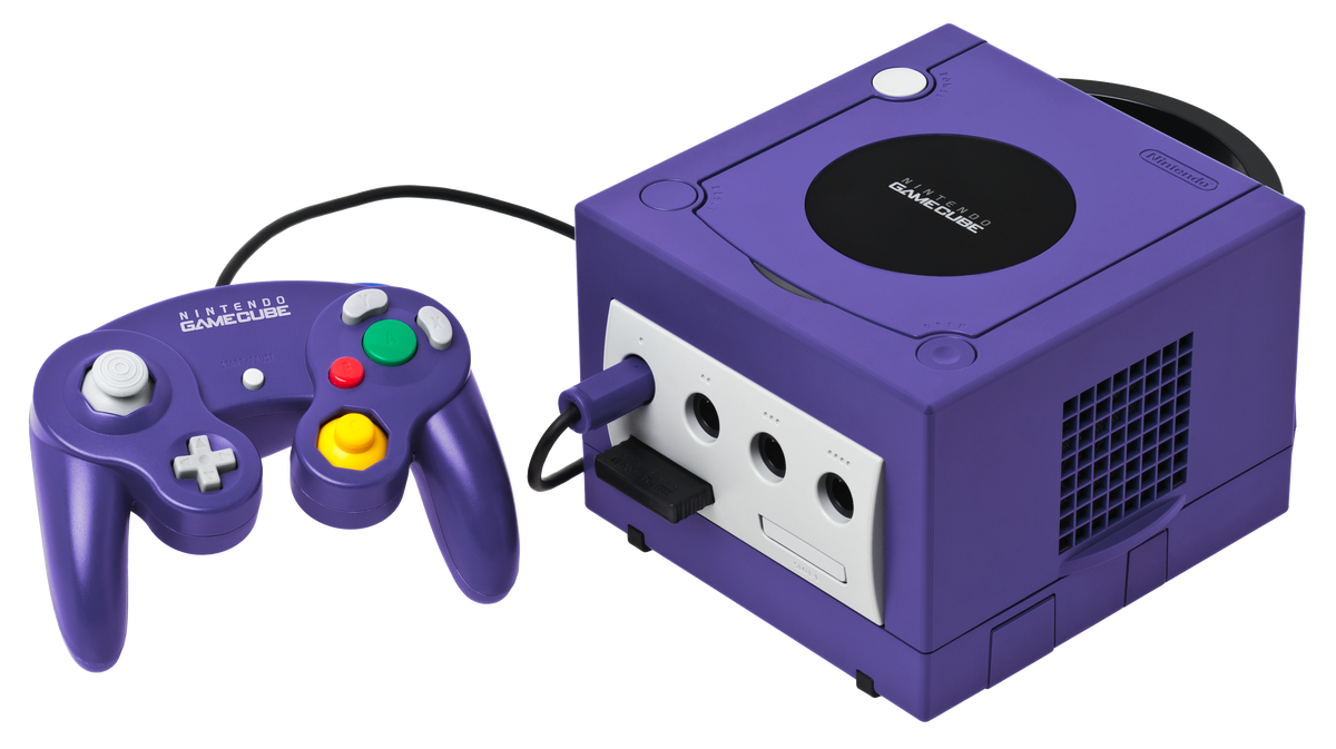 Indigo Nintendo GameCube console with controller and memory card