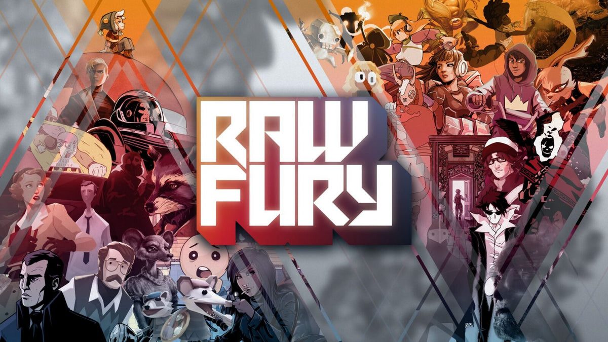 Official Raw Fury Xbox lineup collage featuring characters and artwork from the publisher's games around the Raw Fury logo