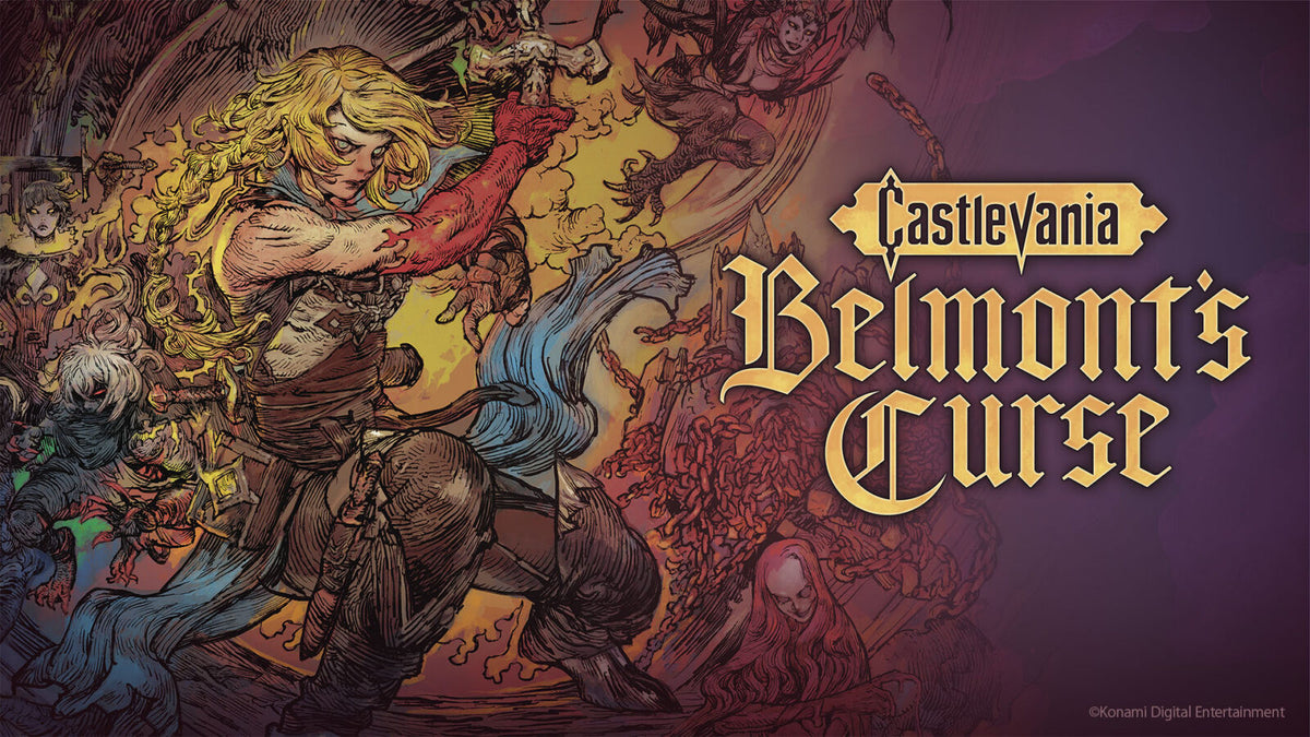Official Castlevania Belmont's Curse key art showing Rose Belmont and the game's title