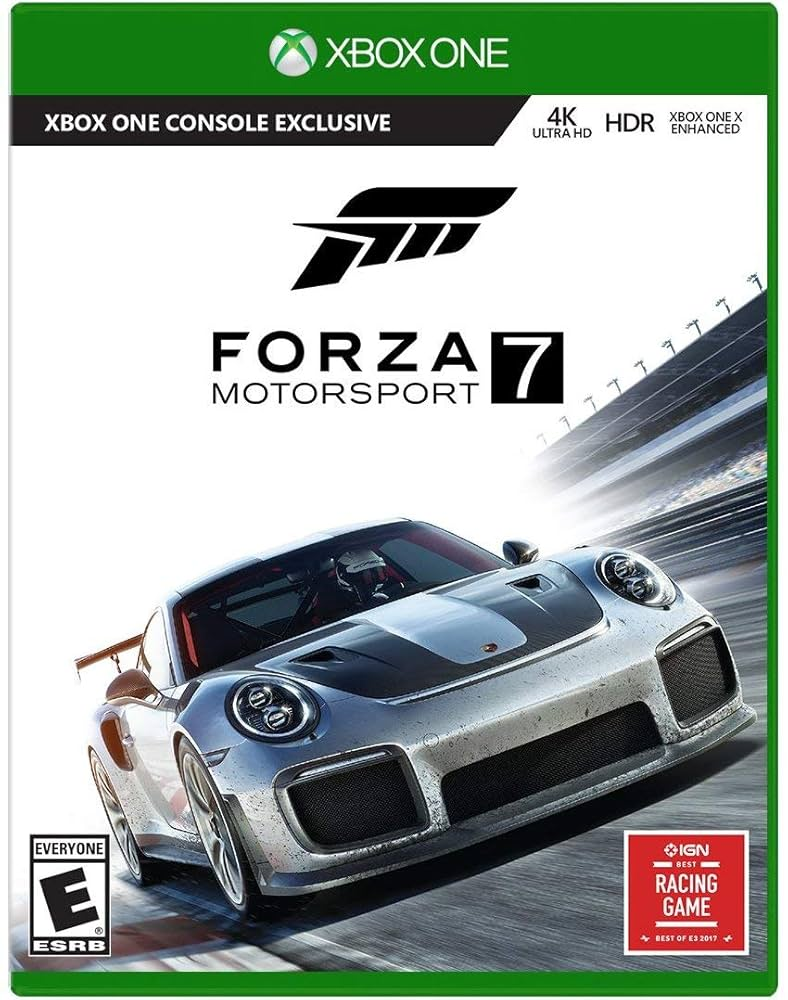 Complete Forza Motorsport 7 Xbox One front packaging, a clearly labeled console-edition reference for a game also released on PC