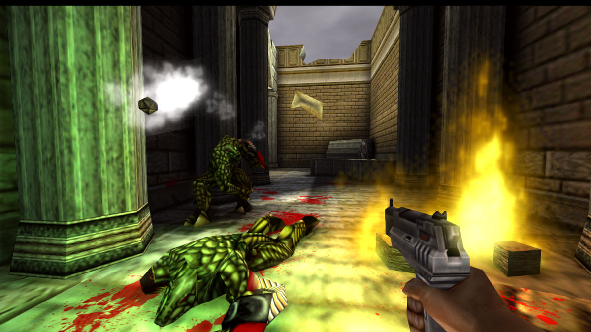 A creature under fire in Turok 2 Seeds of Evil, Nightdive official PC remaster screenshot