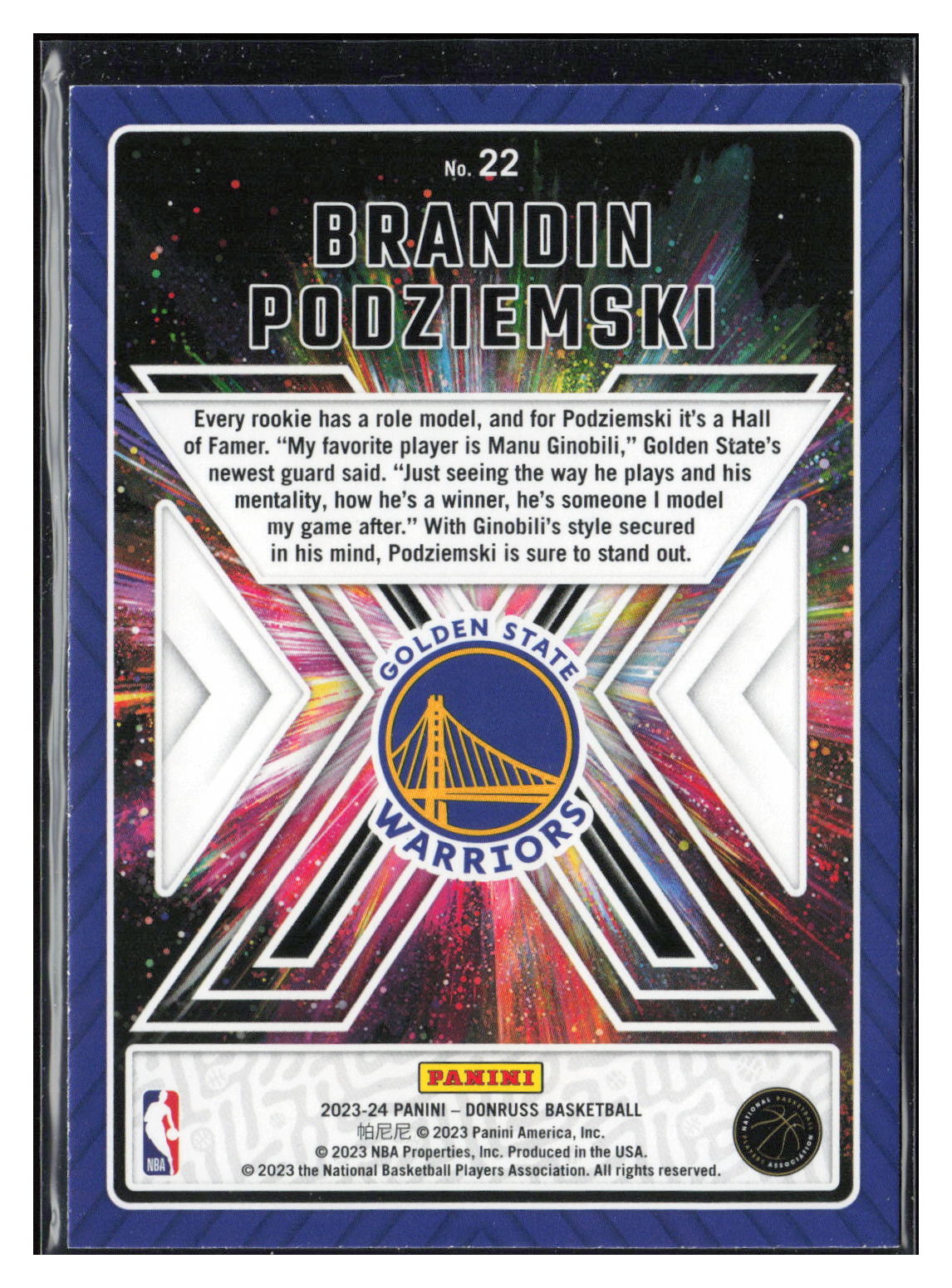 2023-24 Donruss #22 Brandin Podziemski Great X-Pectations