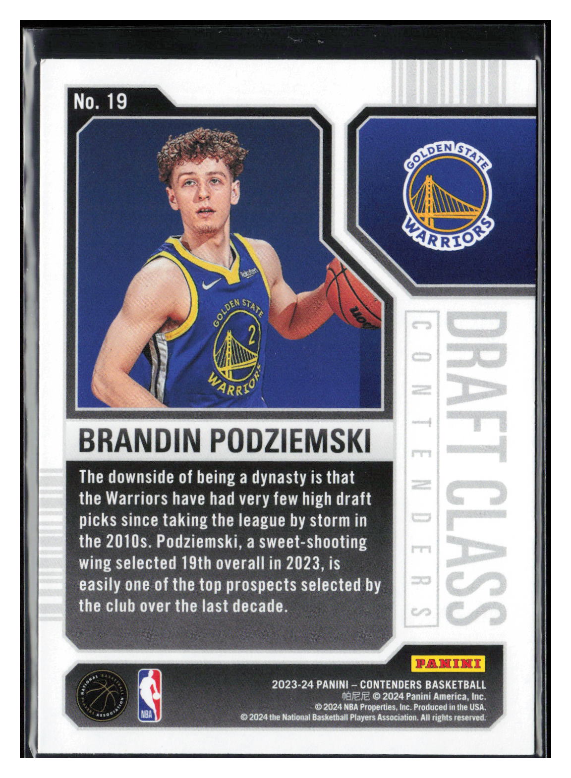 2023-24 Panini Contenders #19 Brandin Podziemski 2023 Draft Class Contenders