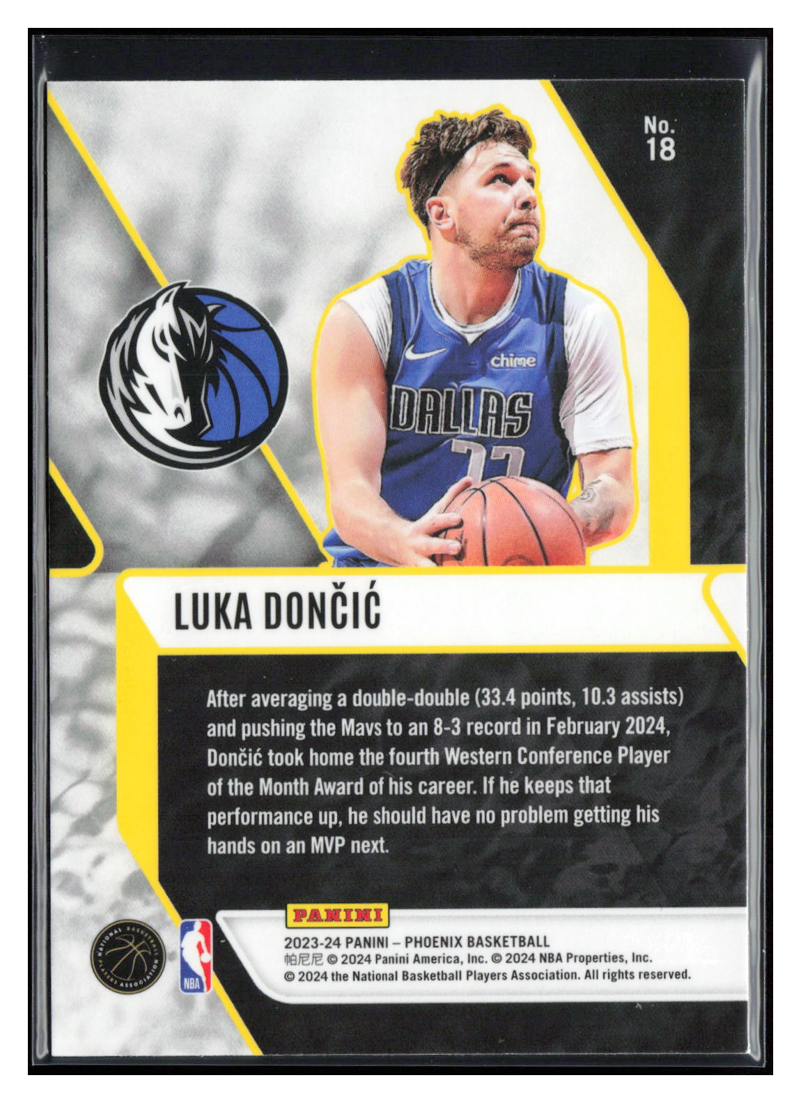 2023-24 Panini Phoenix #18 Luka Doncic Fade To Black Phoenix Red Ice