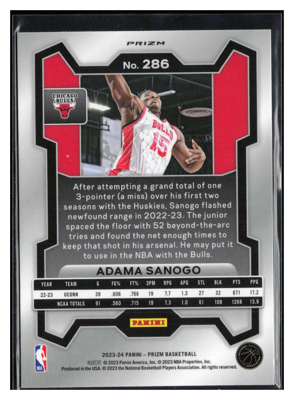 2023-24 Panini Prizm #286 Adama Sanogo Prizms Red White and Blue