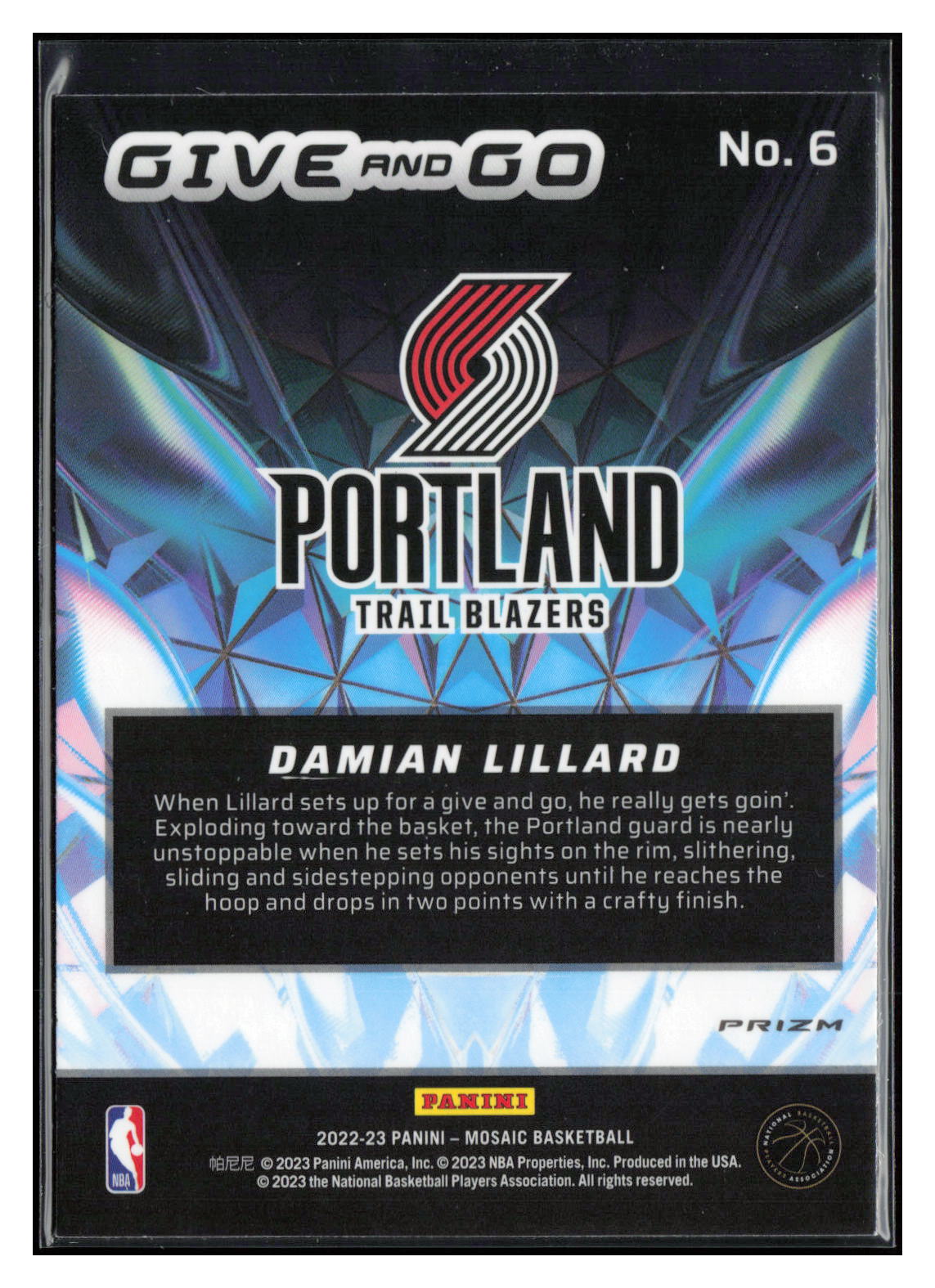 2022-23 Panini Mosaic #6 Damian Lillard Give and Go Mosaic Green