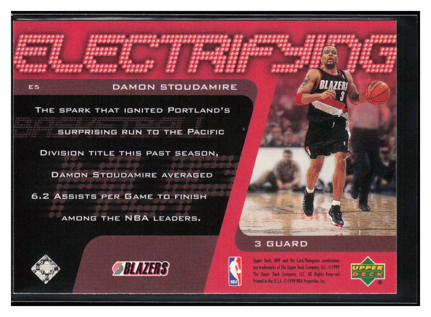 1999-00 Upper Deck MVP #E5 Damon Stoudamire Electrifying