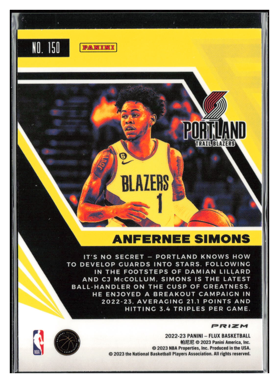 2022-23 Panini Flux #150 Anfernee Simons Red Cracked Ice