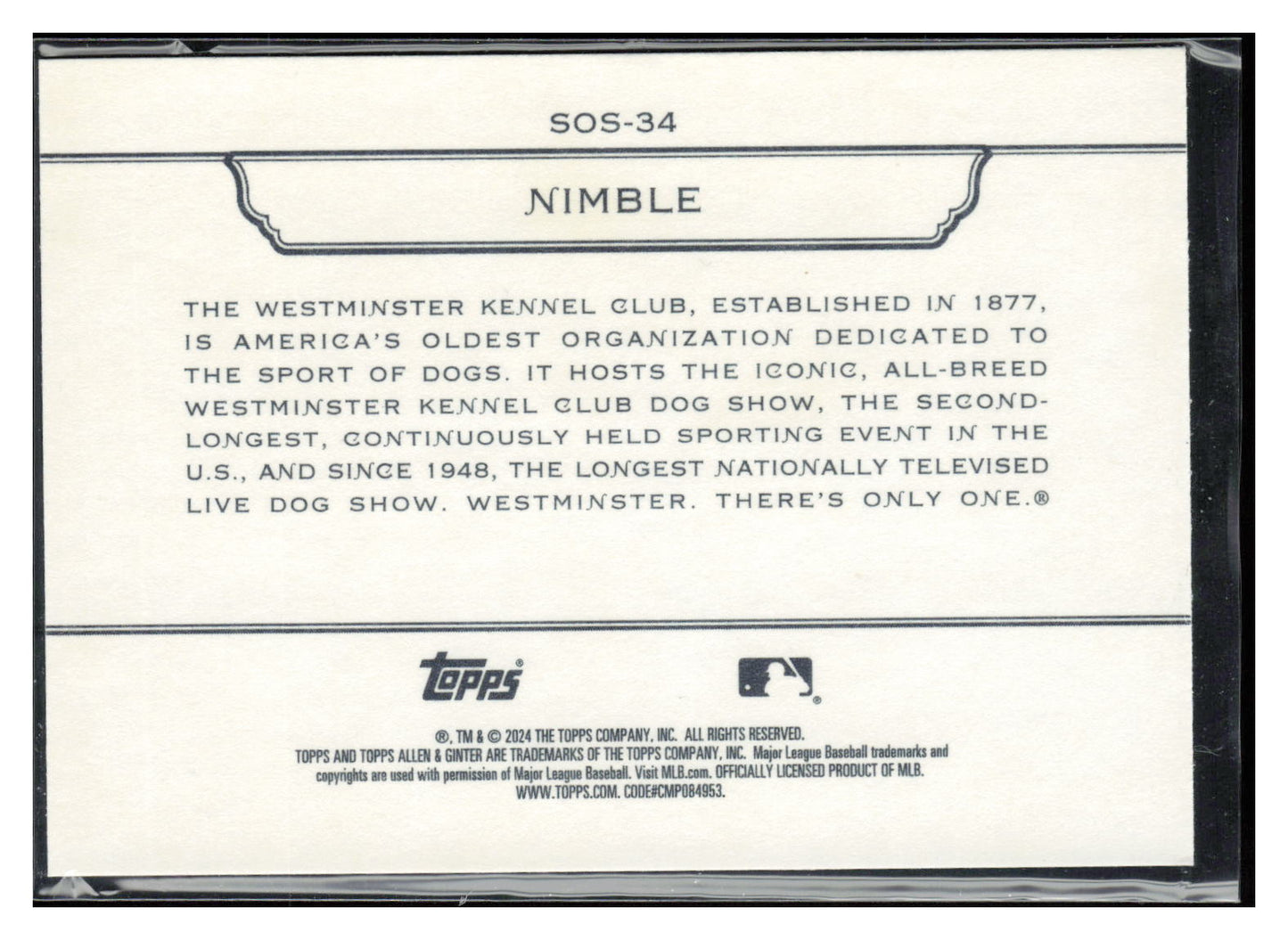 24 Allen & Ginter #SOS-34 Nimble Stars Of The Show The Westminster Kennel Club