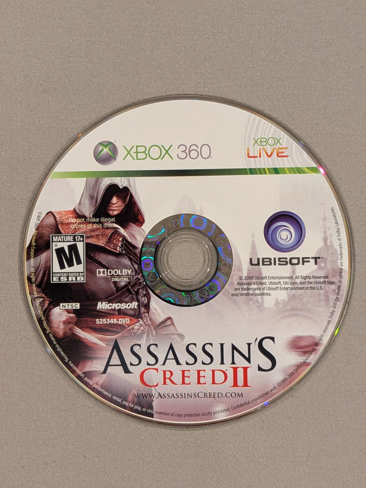 Assassin's Creed II | Xbox 360 | North America | physical media scan: Disc | PriceCharting