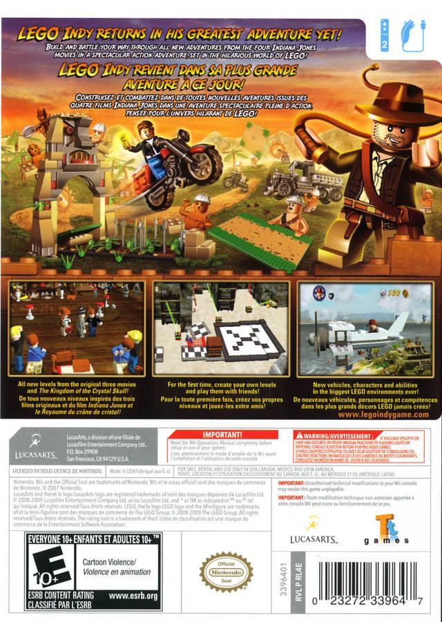 LEGO Indiana Jones 2: The Adventure Continues | Wii | North America | back cover scan: Back Cover | PriceCharting