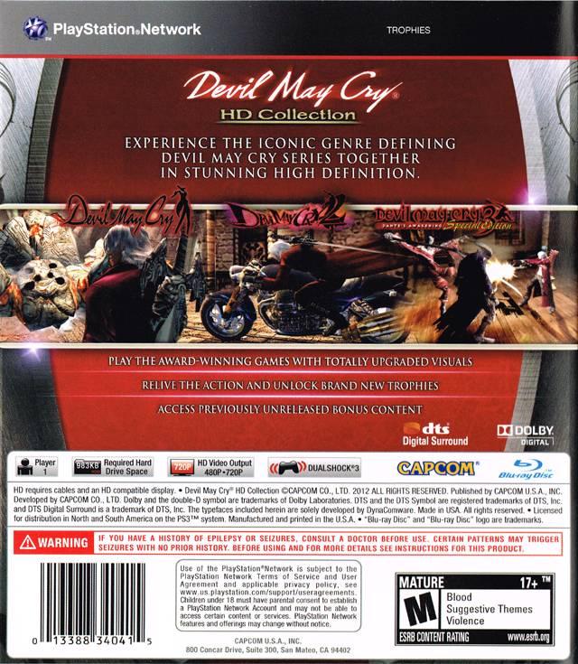 Devil May Cry: HD Collection | PlayStation 3 | North America | back cover scan: Back Cover | PriceCharting