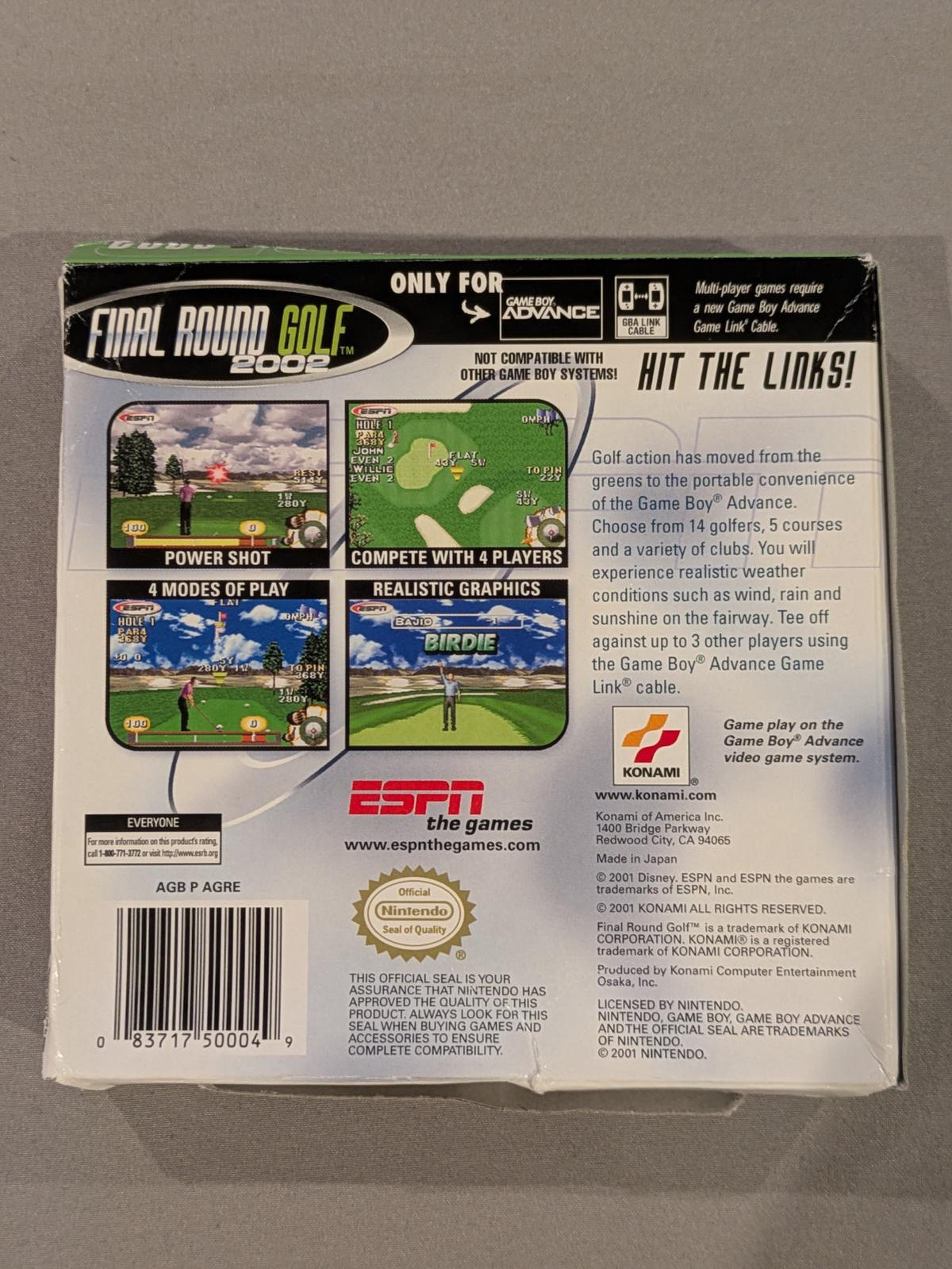 ESPN Final Round Golf 2002 | Game Boy Advance | North America | back cover scan: Box - Back | PriceCharting