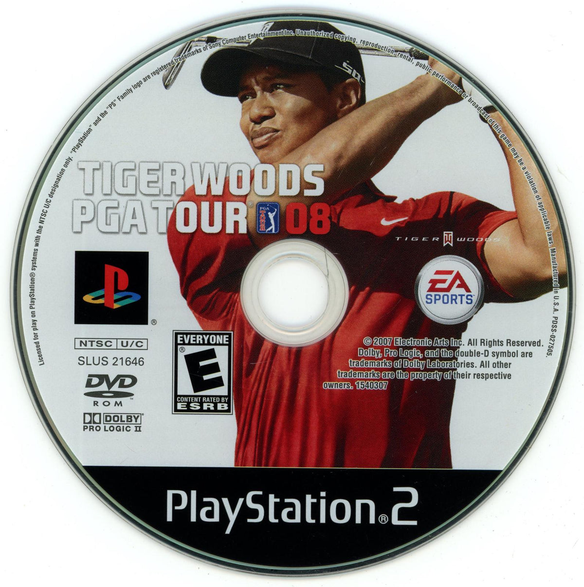 Tiger Woods PGA Tour 08 | PlayStation 2 | North America | physical media scan: Disc | PriceCharting