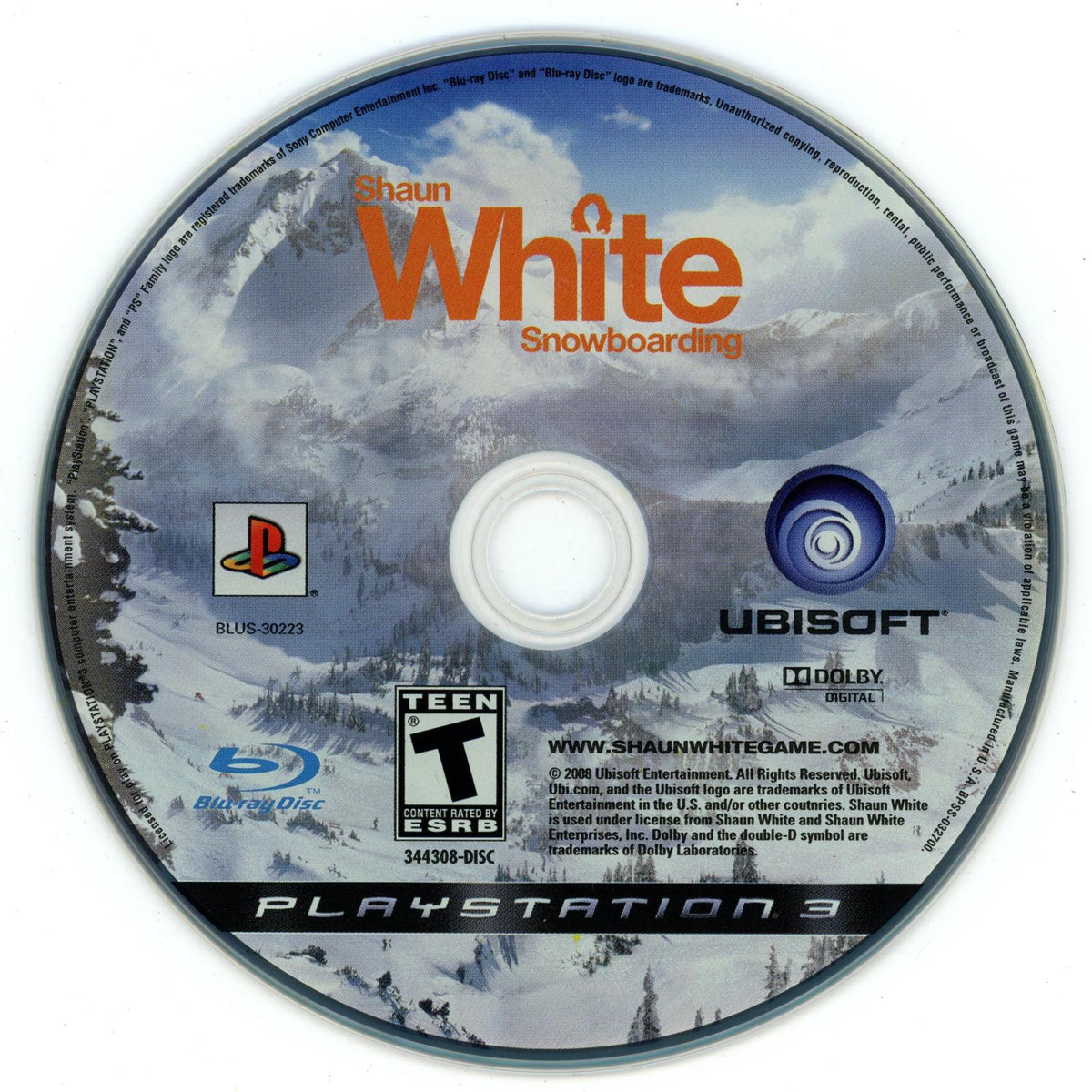 Shaun White Snowboarding | PlayStation 3 | North America | physical media scan: Disc | PriceCharting