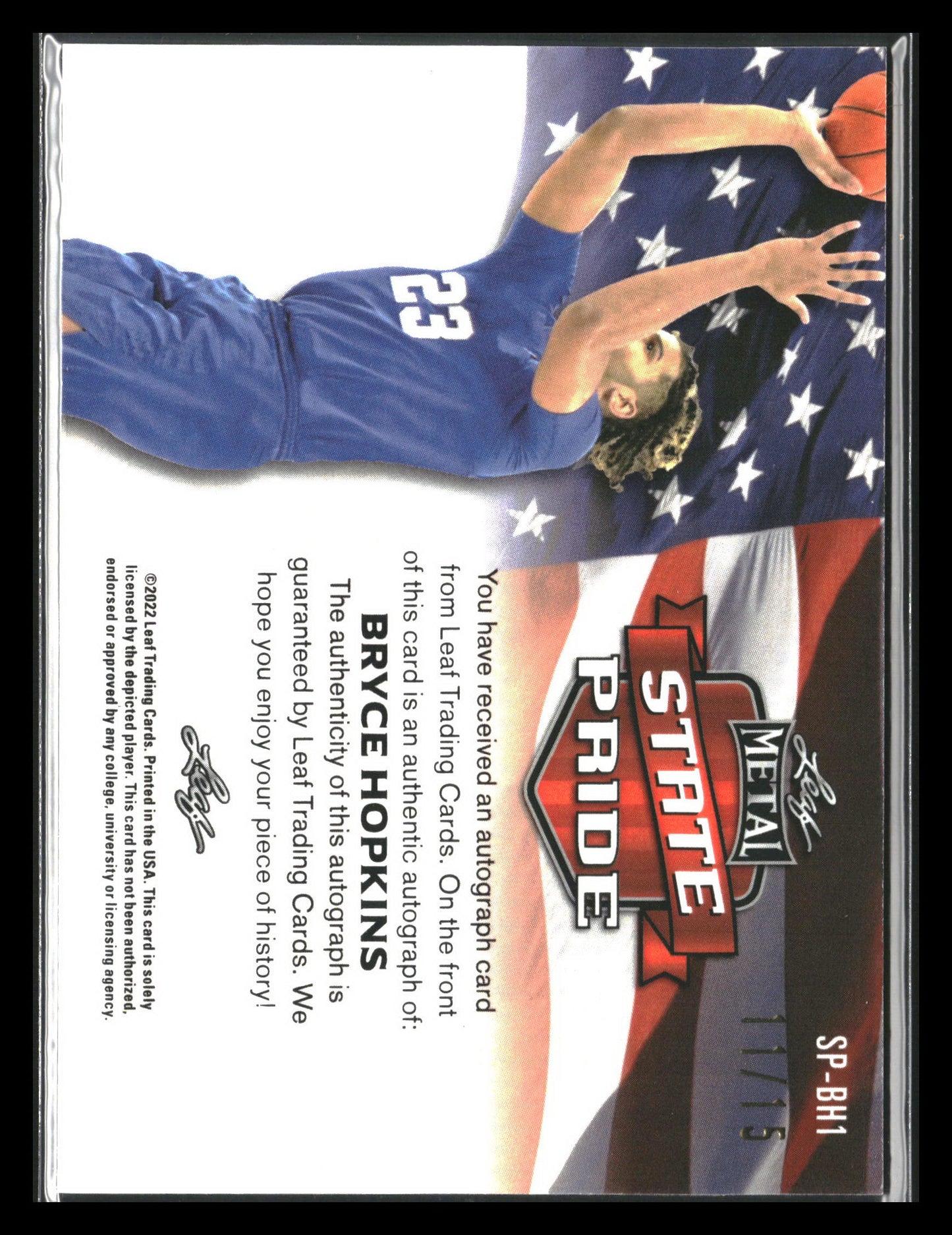 2021-22 Leaf Metal #SP-BH1 Bryce Hopkins State Pride Black Rainbow #/15