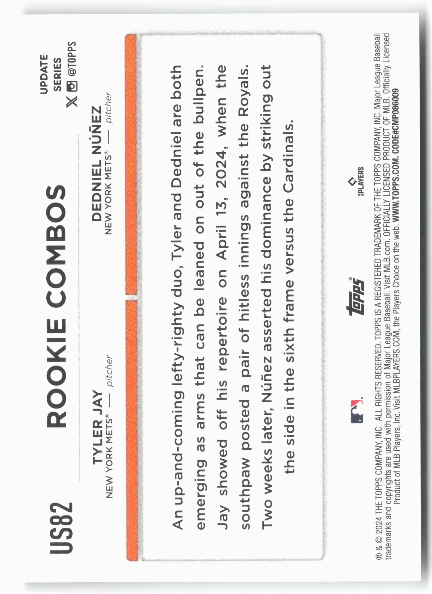 2024 Topps Update #US82 Dedniel Nunez / Tyler Jay RCOM, RC