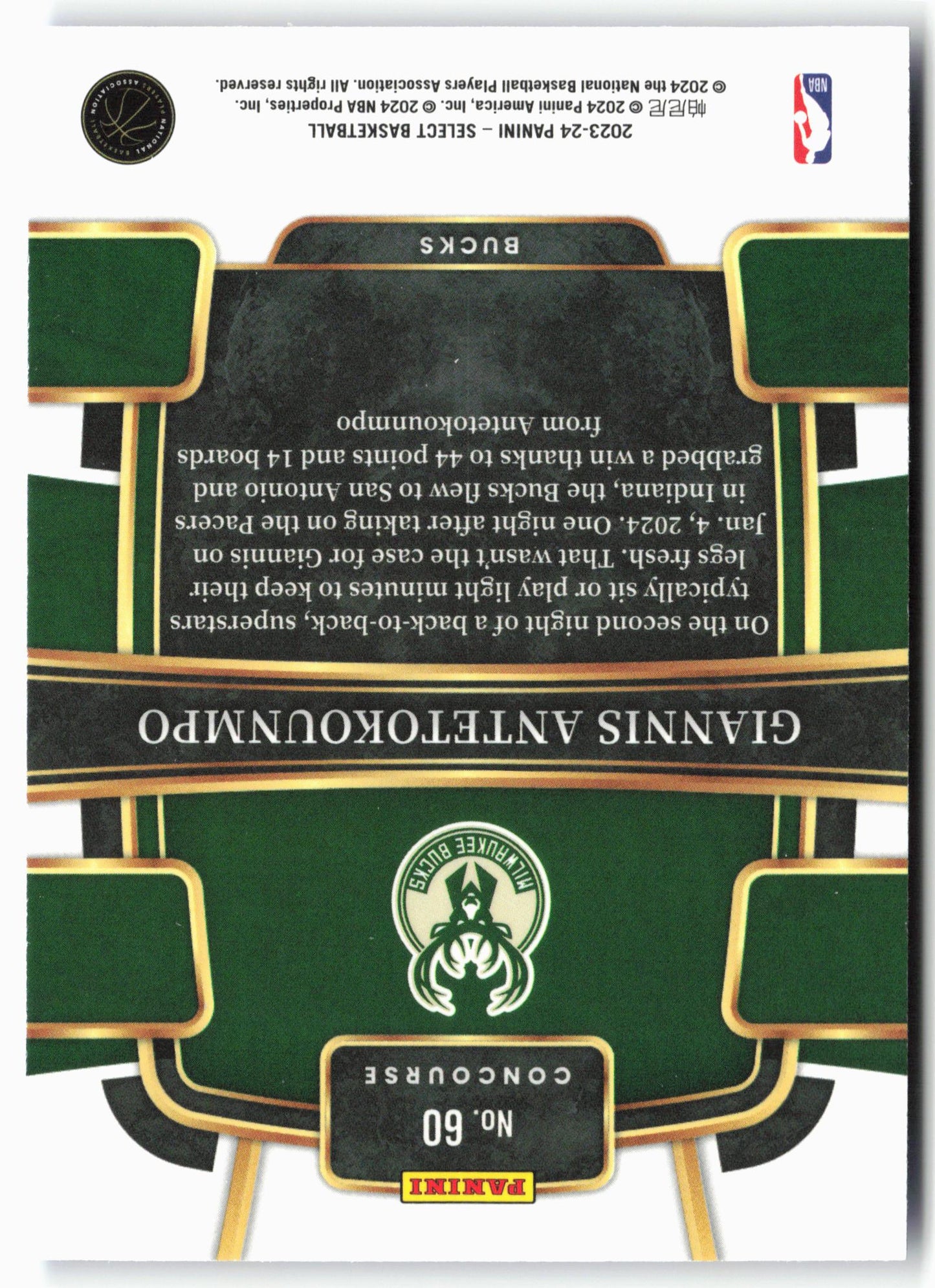 2023-24 Panini Select #60 Giannis Antetokounmpo Blue (Retail Base)