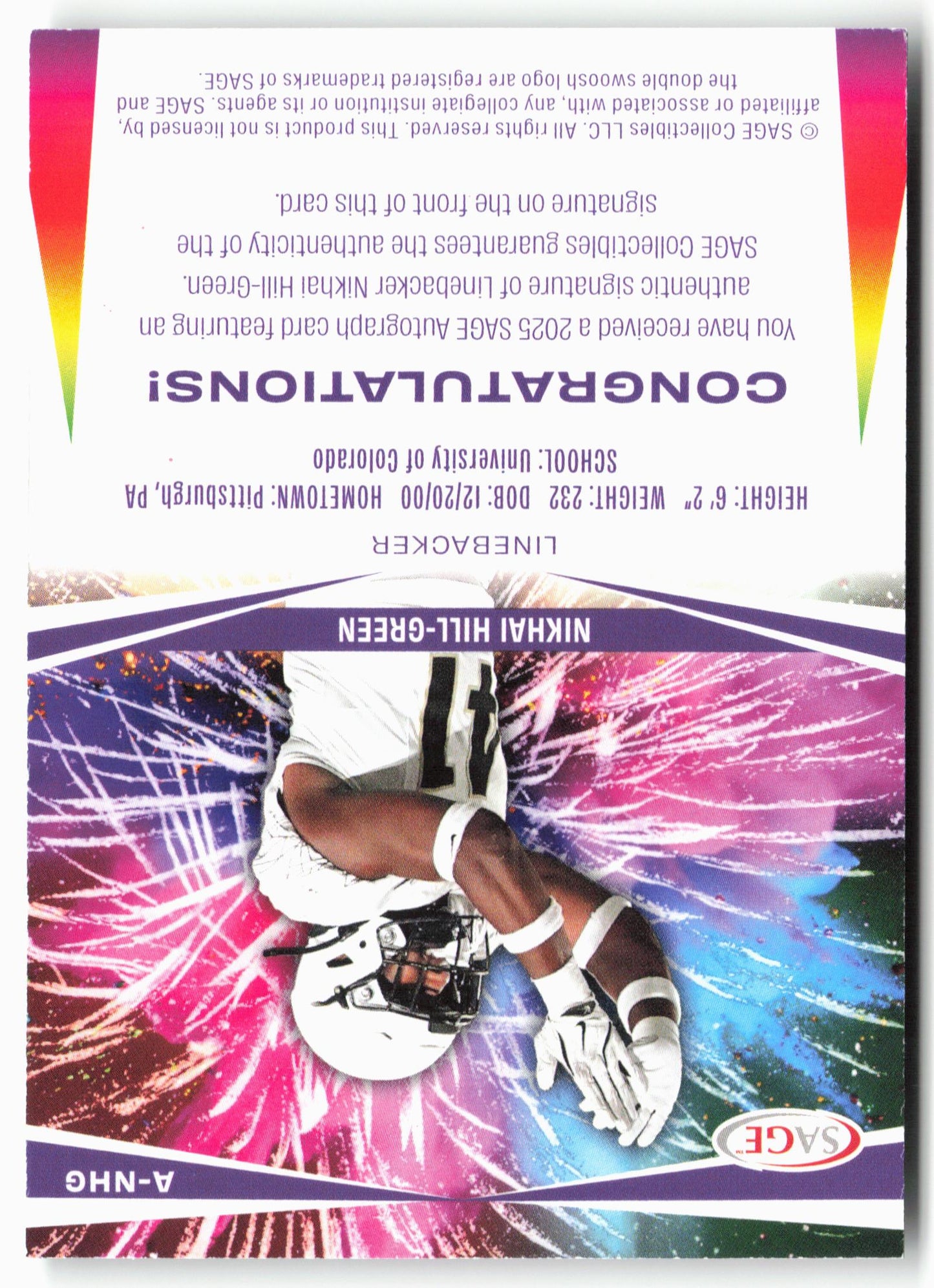 2025 SAGE HIT Low Series #A-NHG Nikhai Hill-Green Autographs Silver