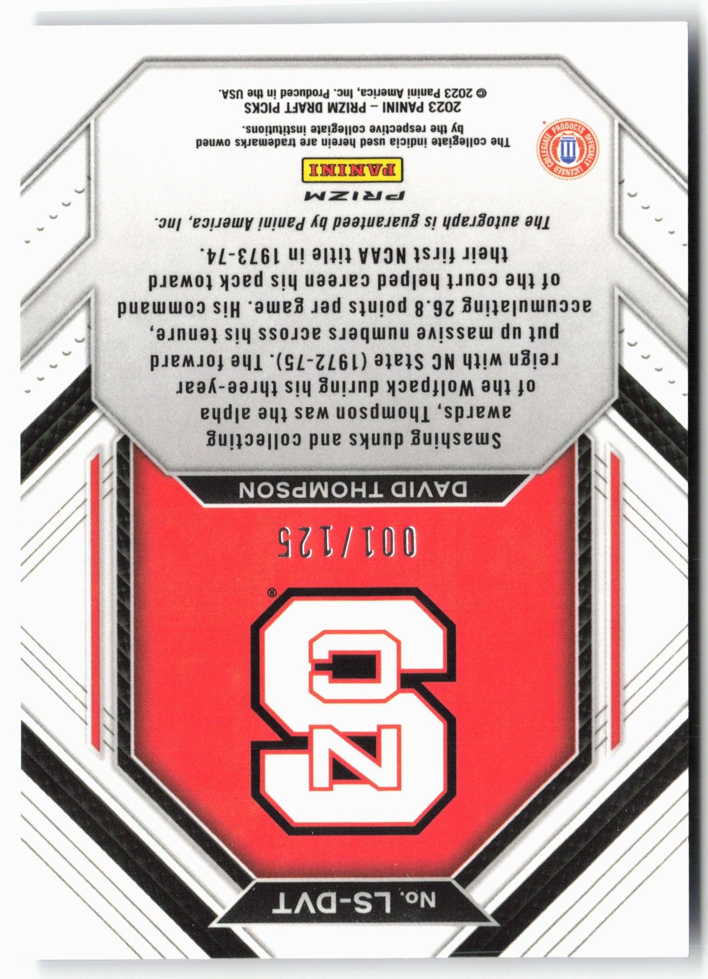 2023 Panini Prizm Draft #LS-DVT David Thompson Legacy Signatures Blue #/125