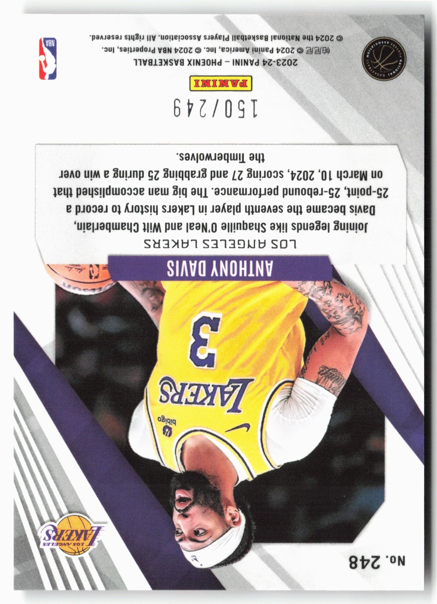 2023-24 Panini Phoenix #248 Anthony Davis Phoenix Orange Ice #/249