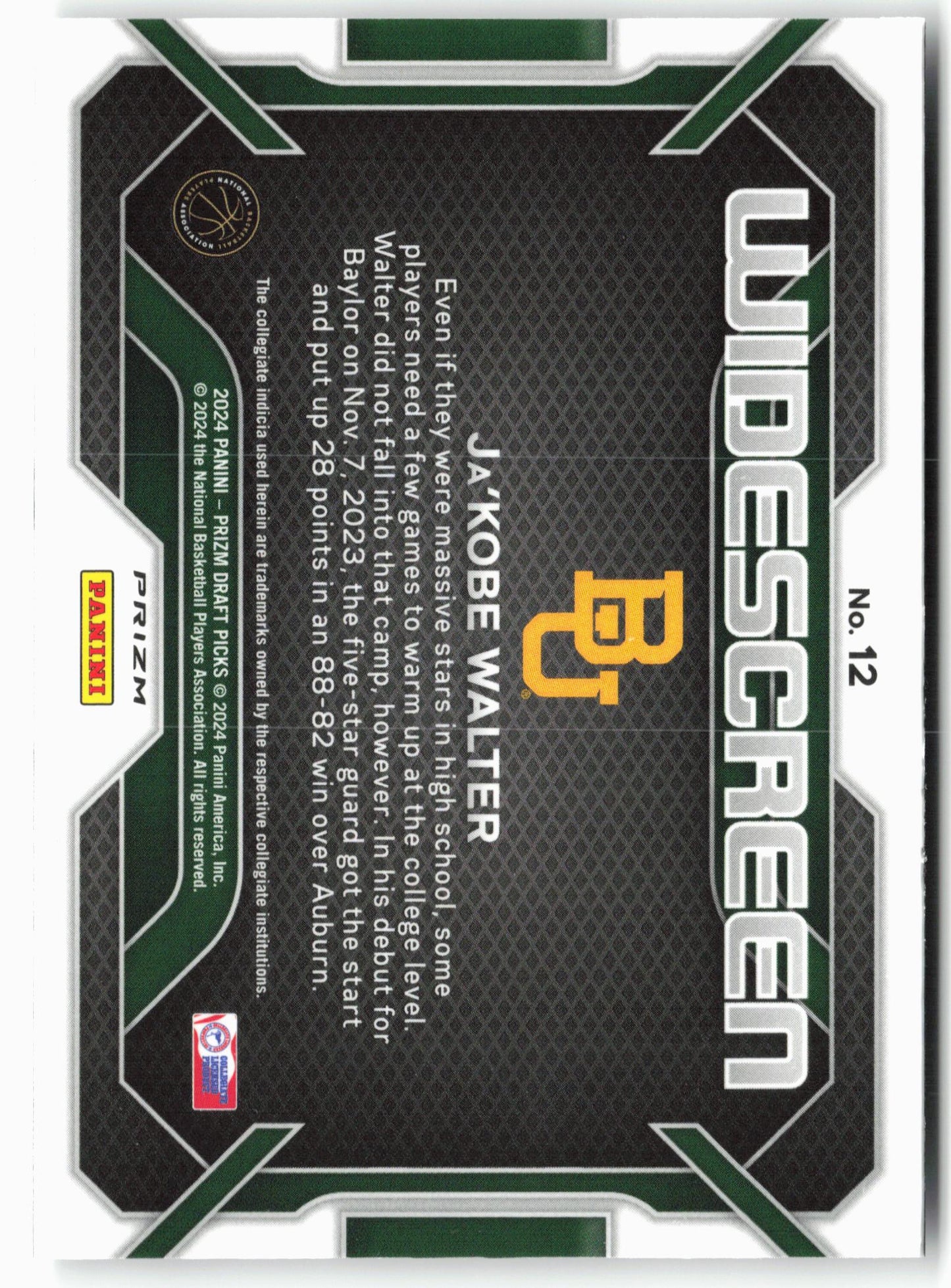 2024 Panini Prizm Draft Picks #12 Ja'Kobe Walter Widescreen Prizms Silver