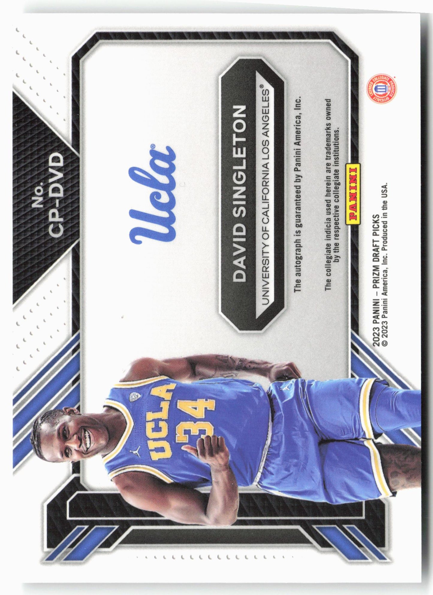 2023 Panini Prizm Draft Picks #CP-DVD David Singleton College Penmanship