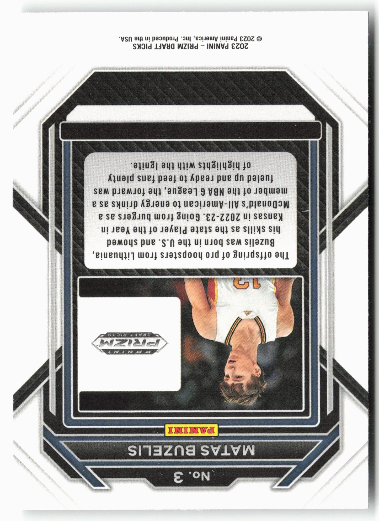 2023 Panini Prizm Draft Picks #3 Matas Buzelis Rated Prospect