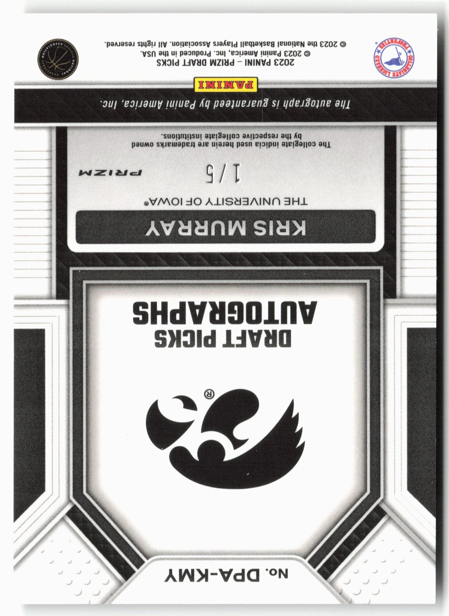 2023 Panini Prizm Draft Picks #DPA-KMY Kris Murray Black Gold #/5