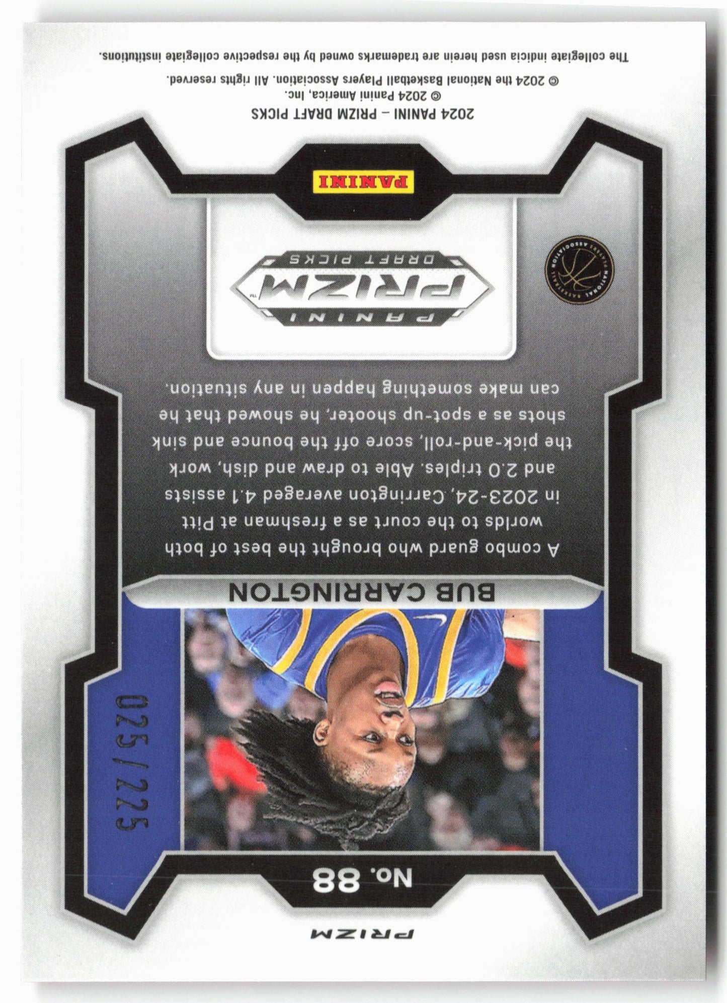 2024 Panini Prizm Draft Picks #88 Bub Carrington Prizms Red Seismic #/225