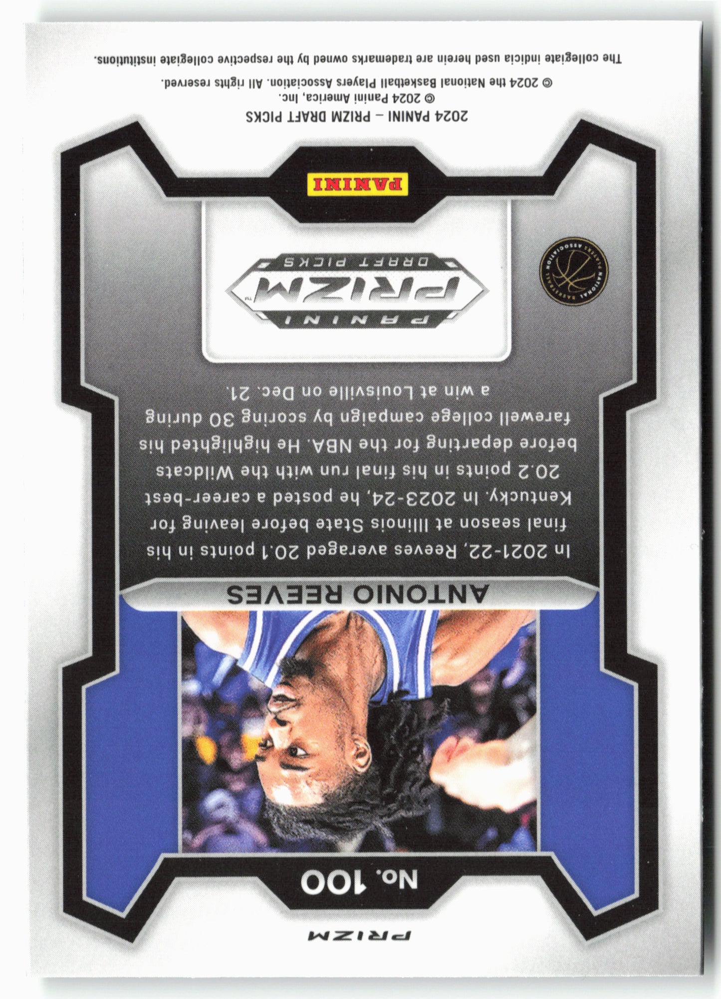 2024 Panini Prizm Draft Picks #100 Antonio Reeves Prizms Green