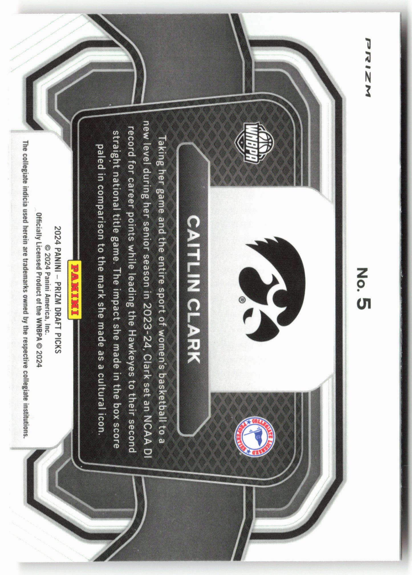 2024 Panini Prizm Draft Picks #5 Caitlin Clark Campus Legends Prizms Orange Ice