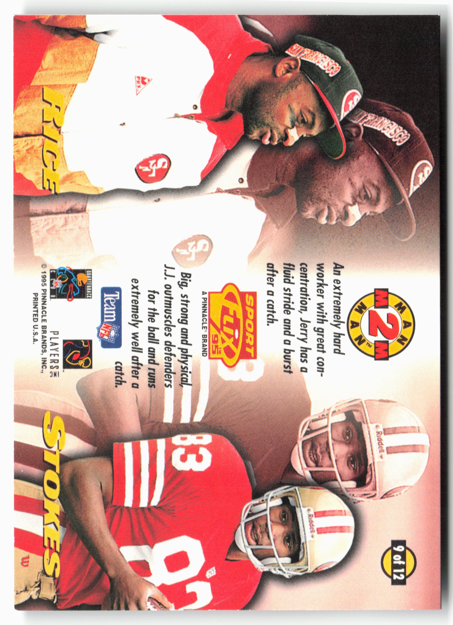 1995 Sportflix #9 Jerry Rice / J.J. Stokes Man 2 Man