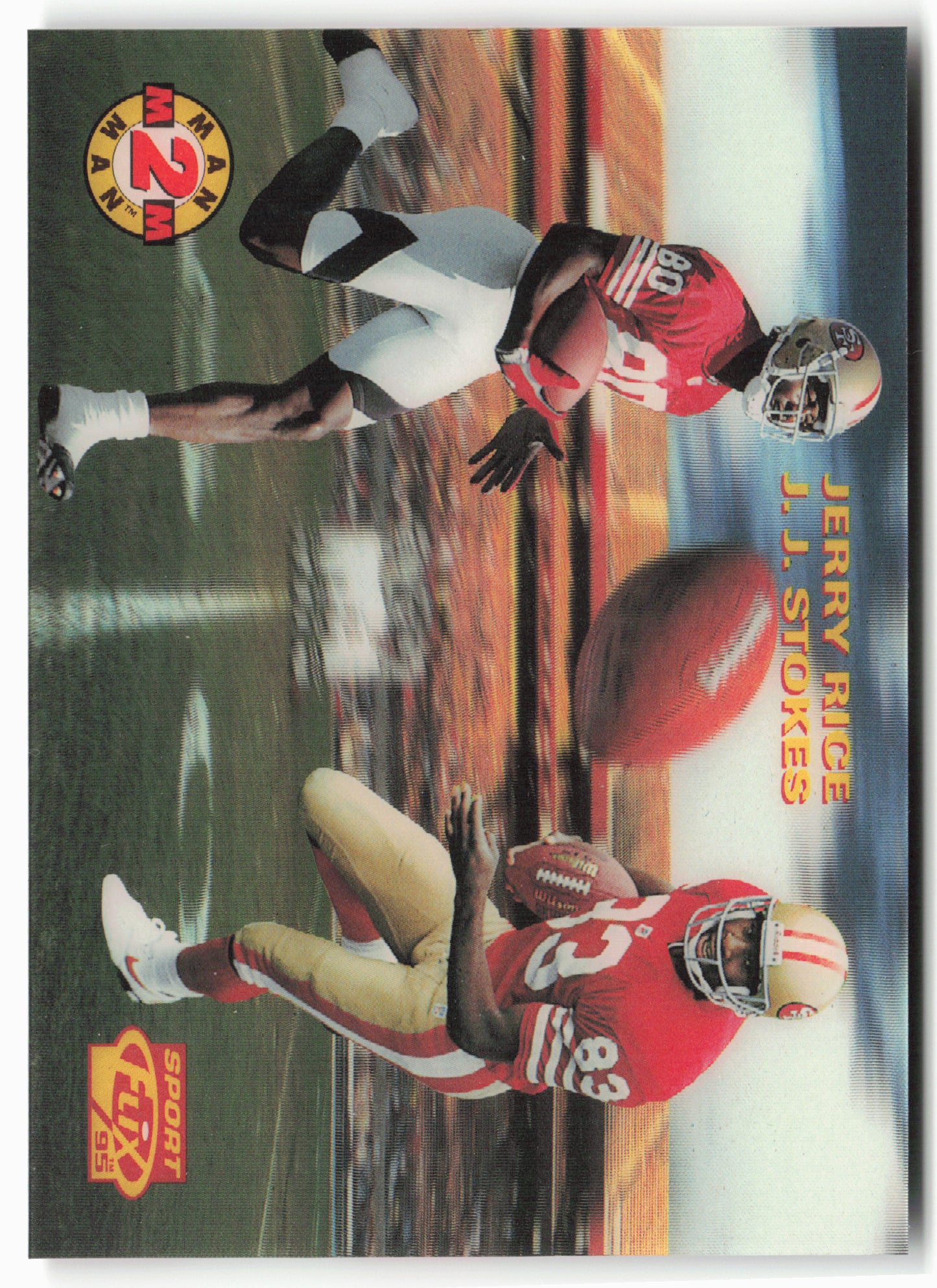 1995 Sportflix #9 Jerry Rice / J.J. Stokes Man 2 Man