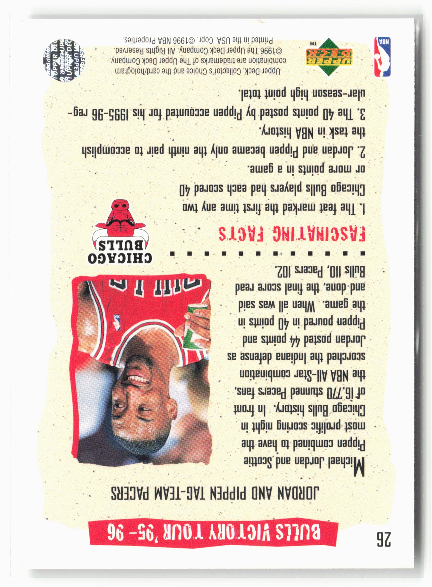 1996-97 Collector's Choice #26 Bulls Victory Tour '95-96: Win #46