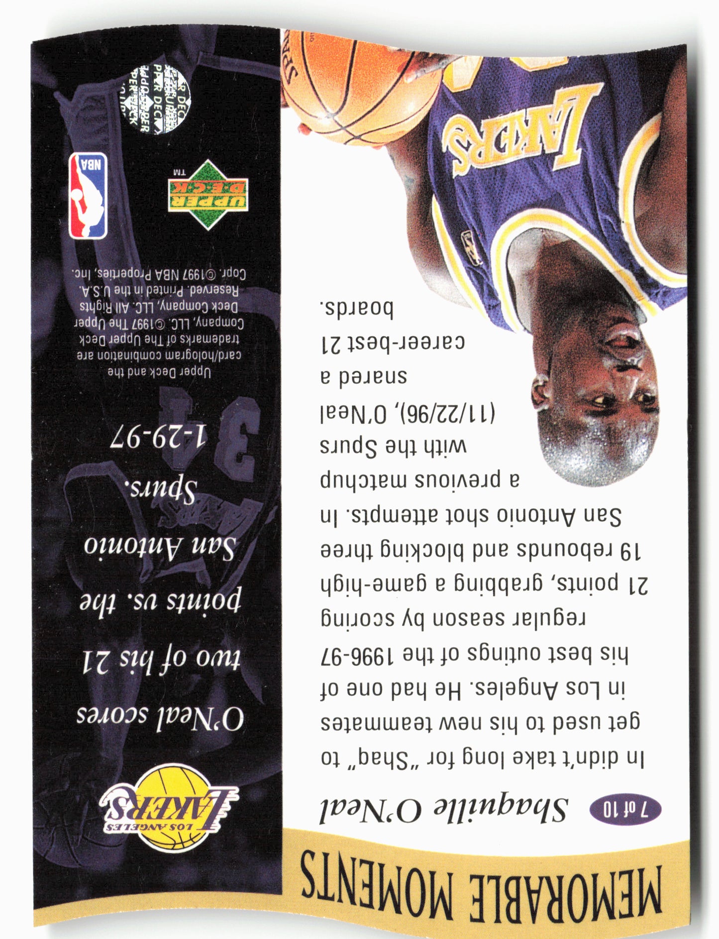 1996-97 Collector's Choice #7 Shaquille O'Neal Memorable Moments