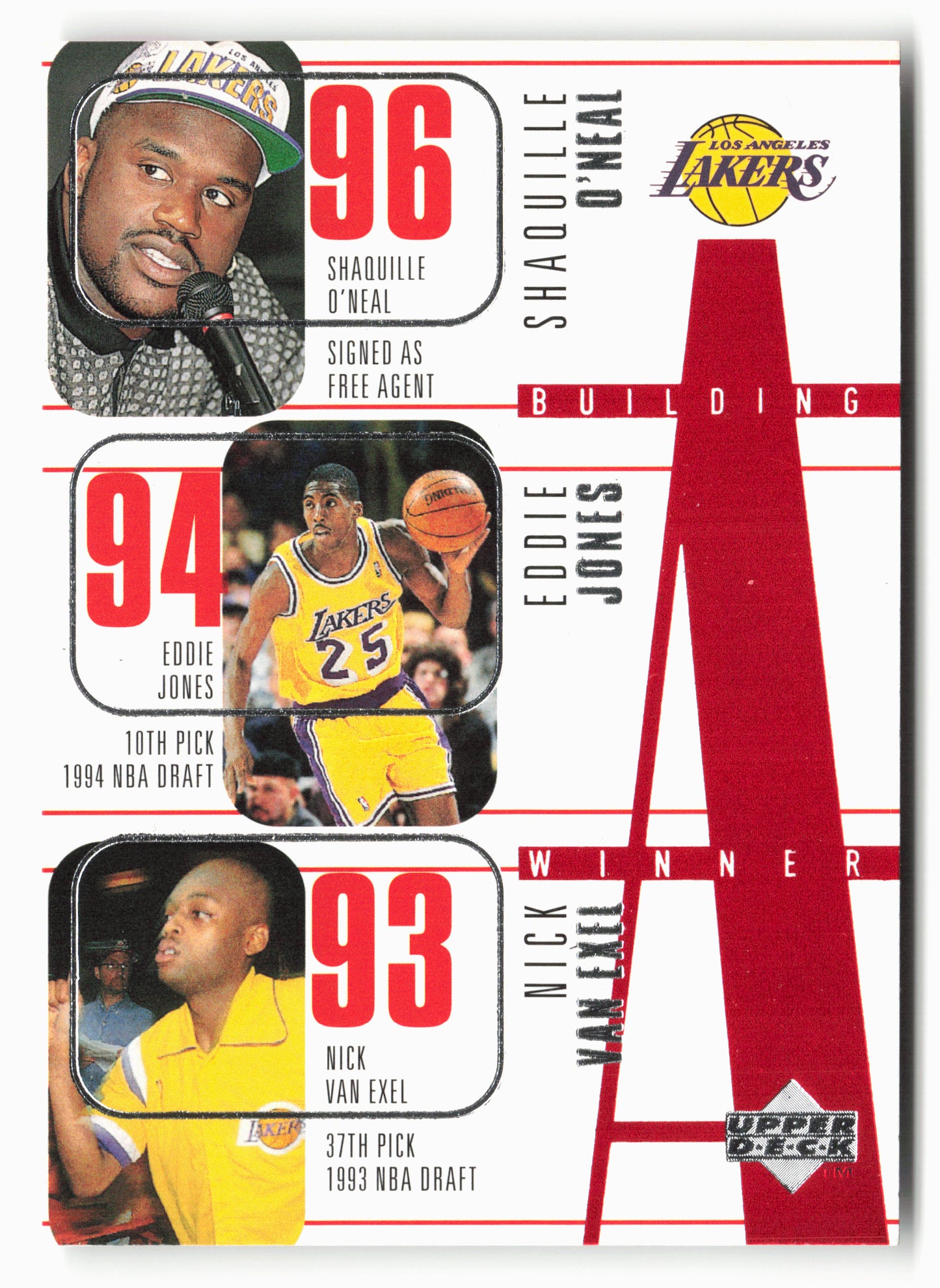 1996-97 Upper Deck #148 Shaquille O'Neal / Eddie Jones / Kobe Bryant