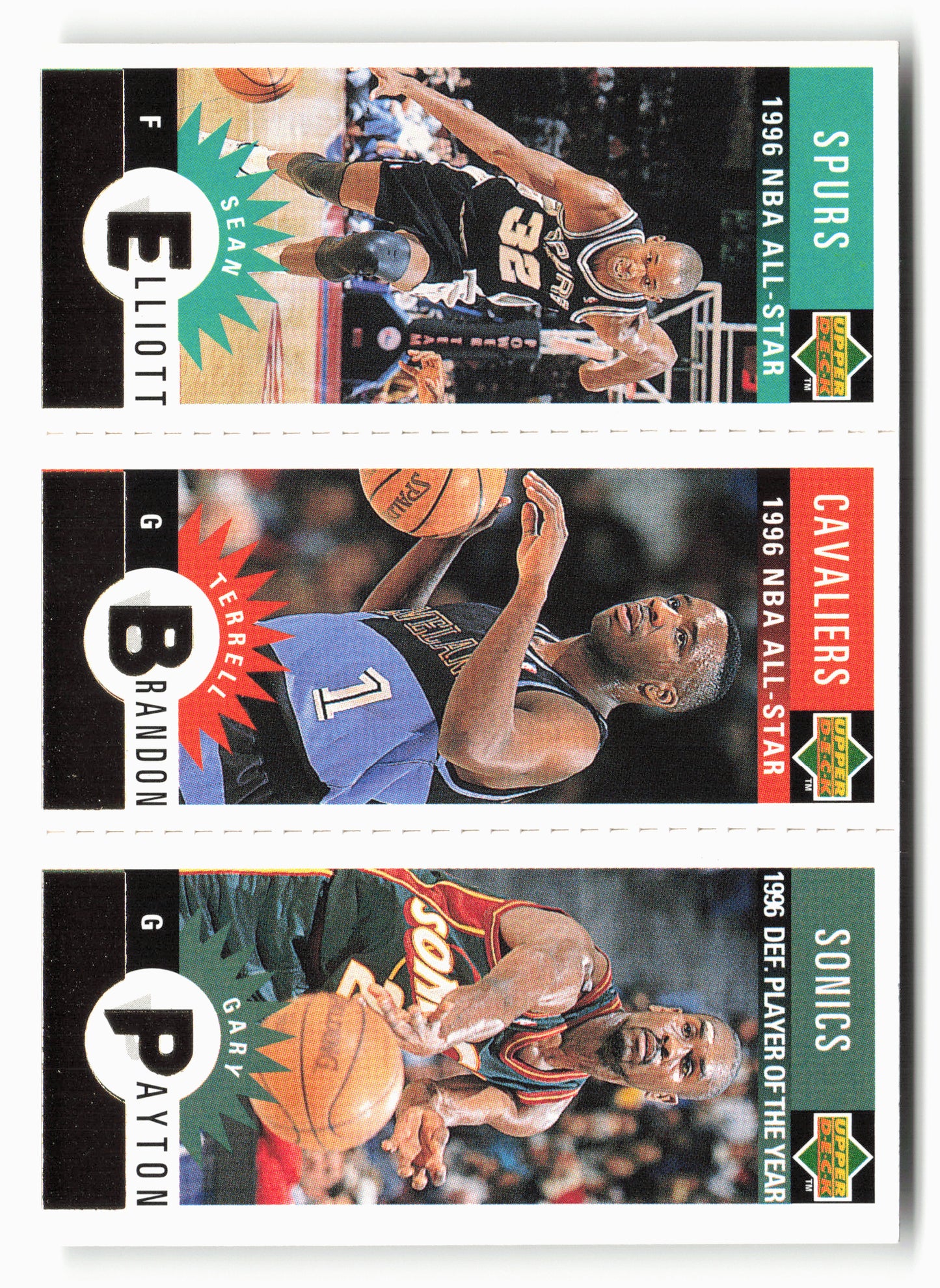 1996-97 Collector's Choice  Elliott / Brandon / Payton Mini-Cards Panels Gold