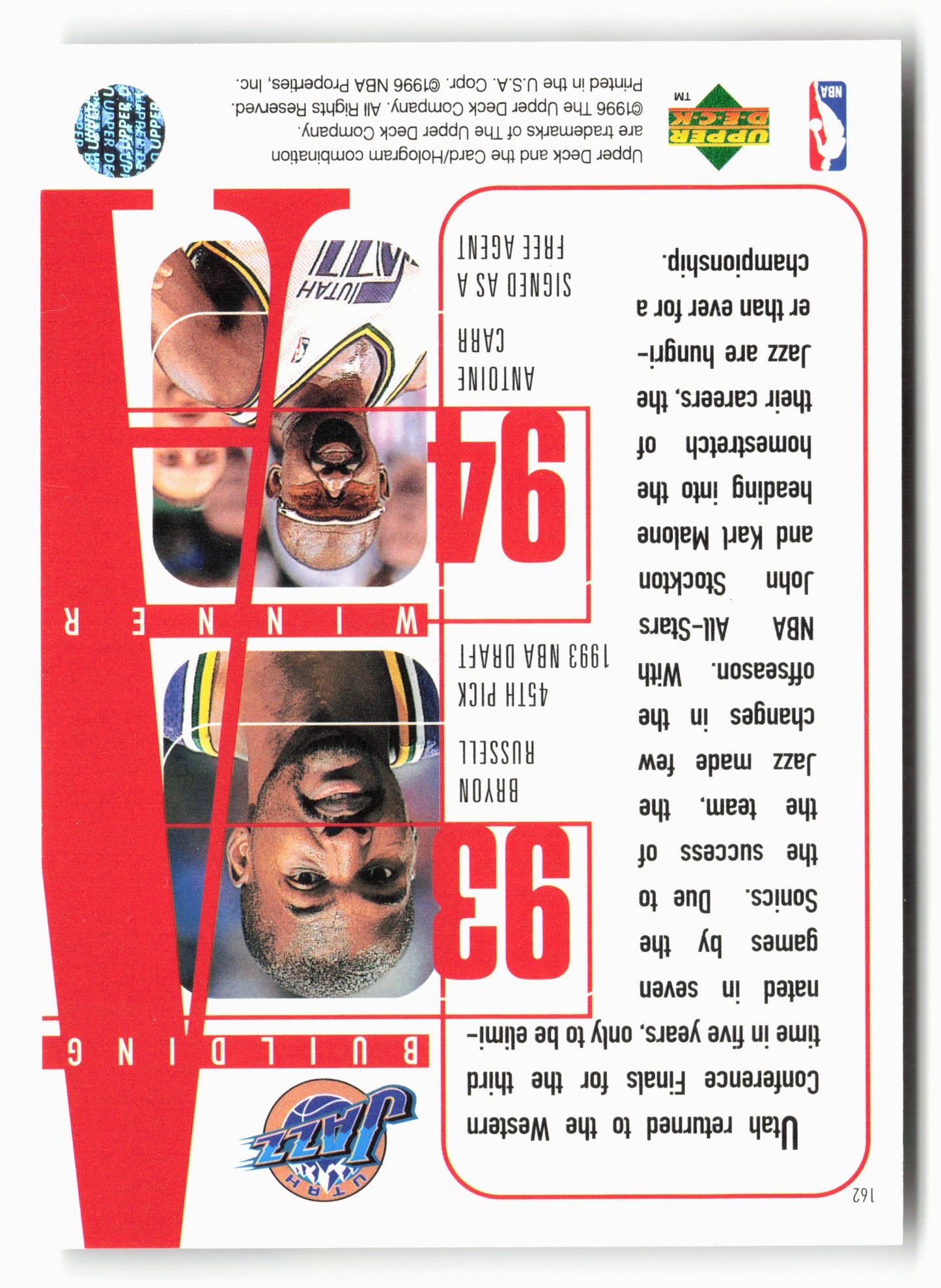 1996-97 Upper Deck #162 John Stockton / Karl Malone / Jeff Hornacek