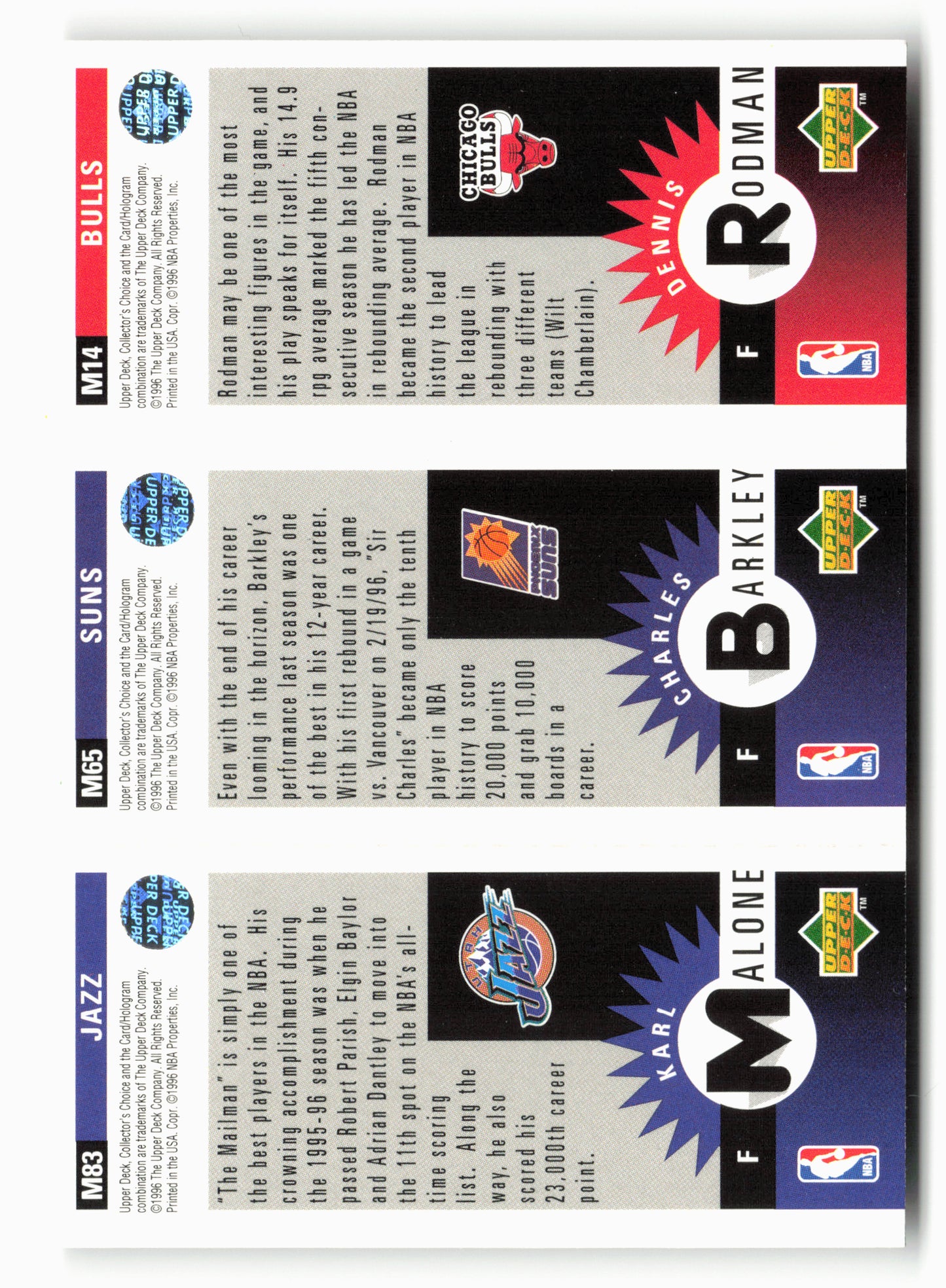 1996-97 Collector's Choice Italian/ Rodman / Barkley /Malone Mini-Cards Panels