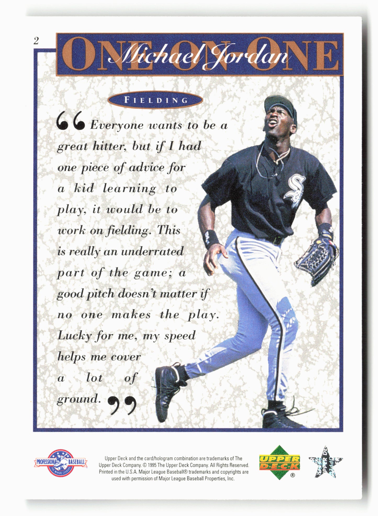 1995 Upper Deck Minor League #2 Michael Jordan Michael Jordan One On One