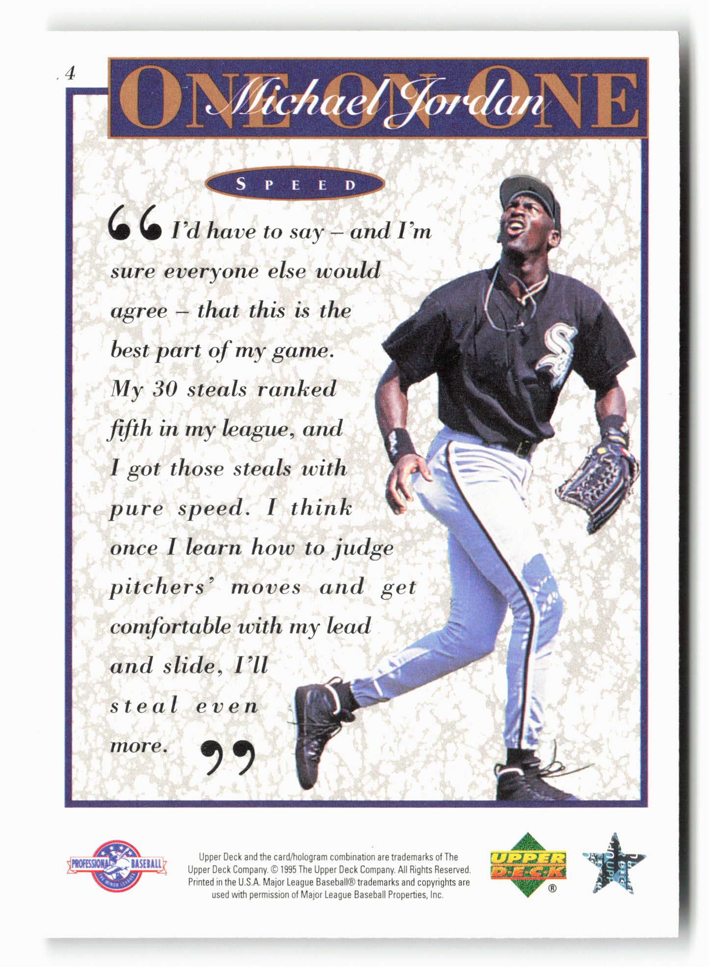 1995 Upper Deck Minor League #4 Michael Jordan Michael Jordan One On One