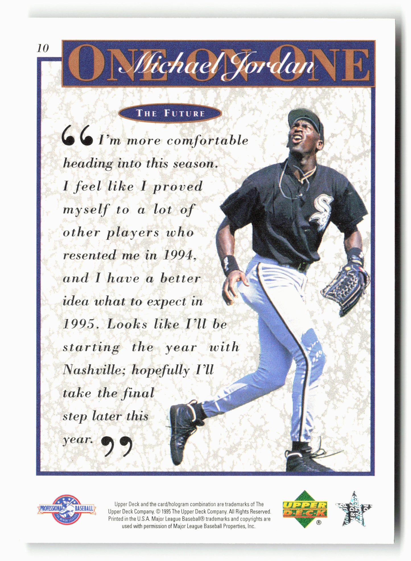 1995 Upper Deck Minor League #10 Michael Jordan Michael Jordan One On One