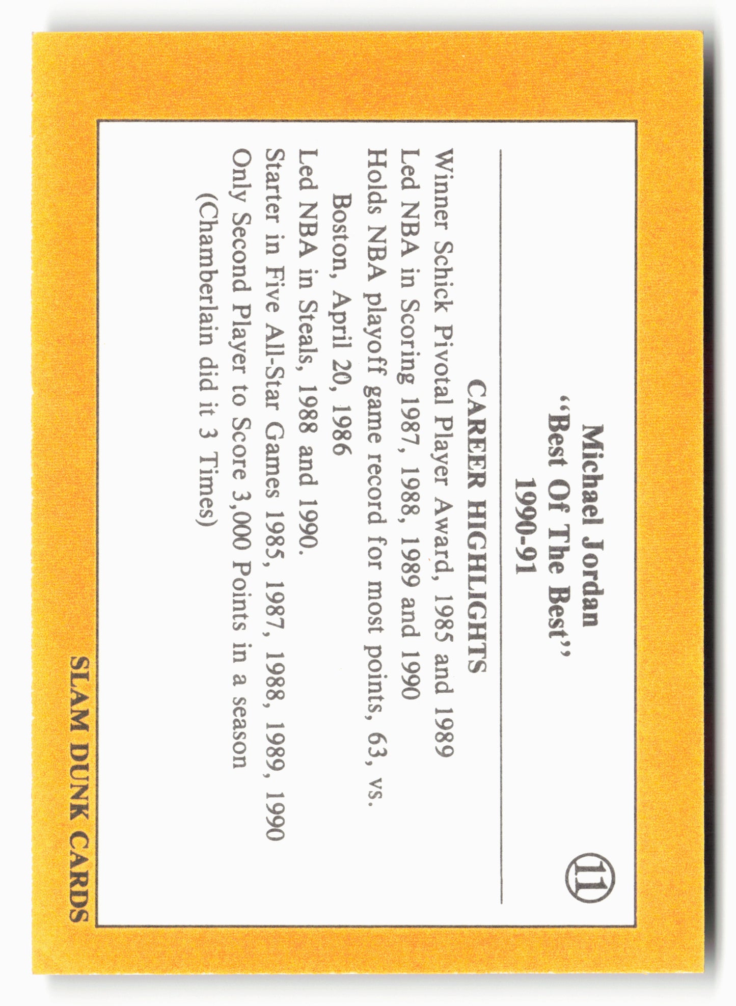 1990-91 Slam Dunk Michael Jordan "Best of the Best" #11 Michael Jordan
