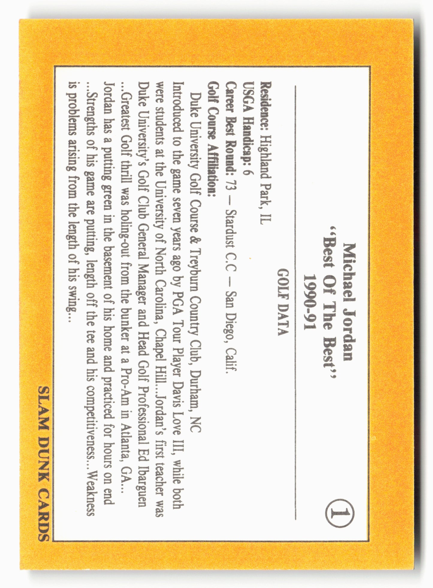 1990-91 Slam Dunk Michael Jordan "Best of the Best" #1 Michael Jordan