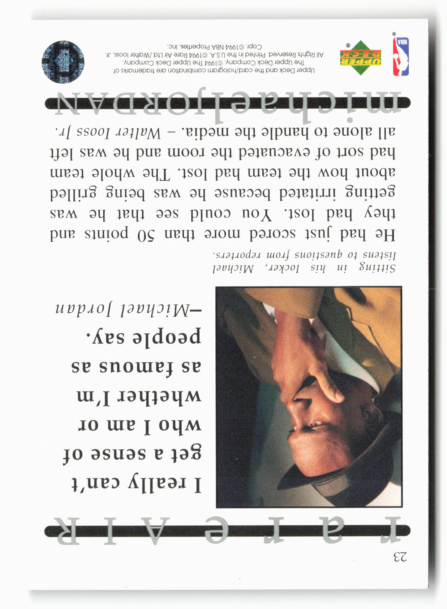 1997 Upper Deck Michael Jordan Rare Air Tribute Box Set #22 Michael Jordan