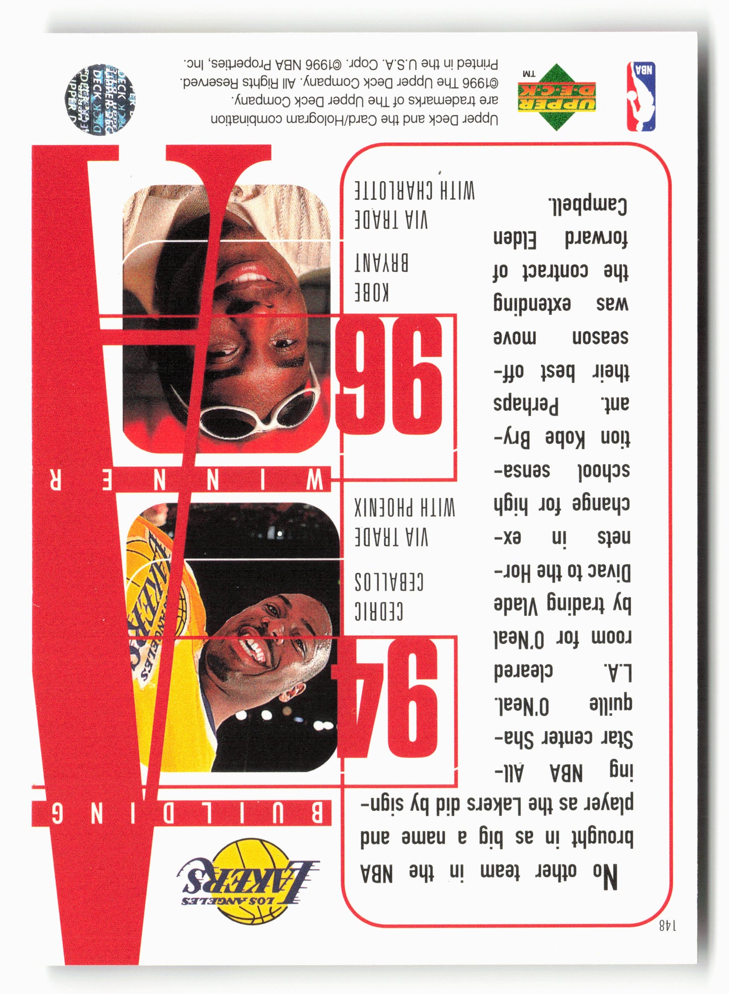 1996-97 Upper Deck #148 O'Neal /Jones /Van Exel /Ceballos / Bryant