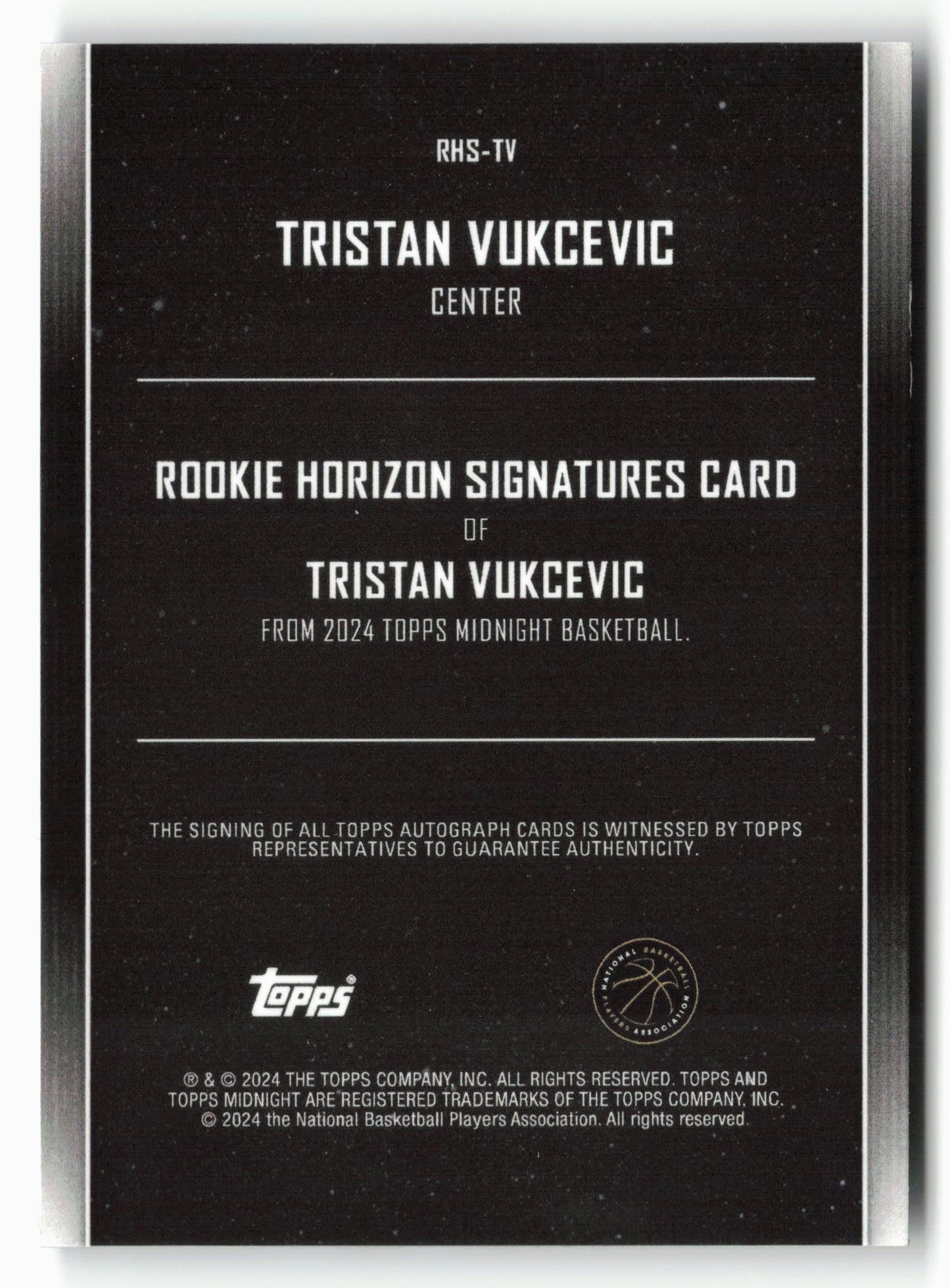 2023-24 Topps Midnight #RHS-TV Tristan Vukcevic Moonrise #/25