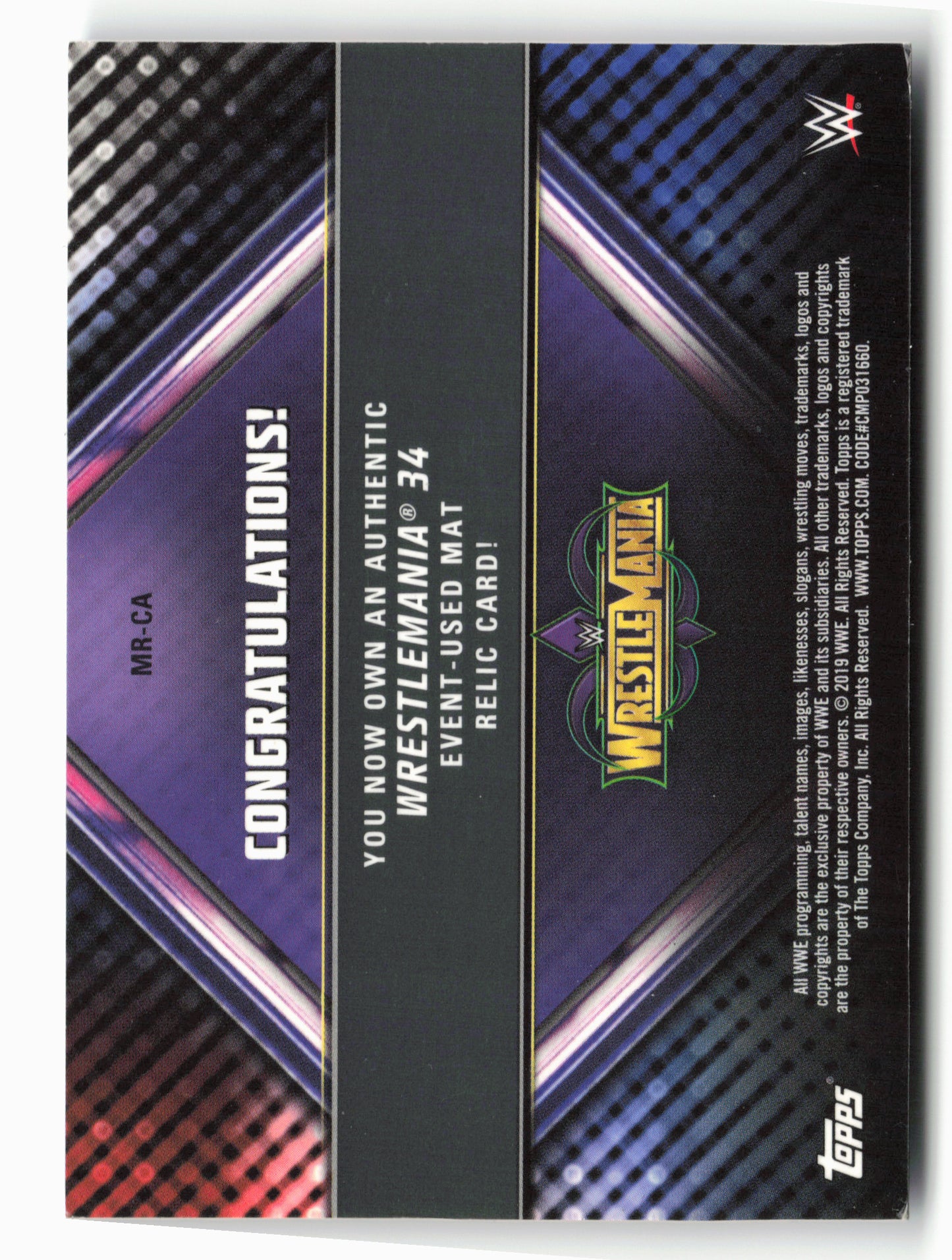 2019 Topps WWE Road to Wrestlemania #MR-CA Cedric Alexander Mat Relics Blue