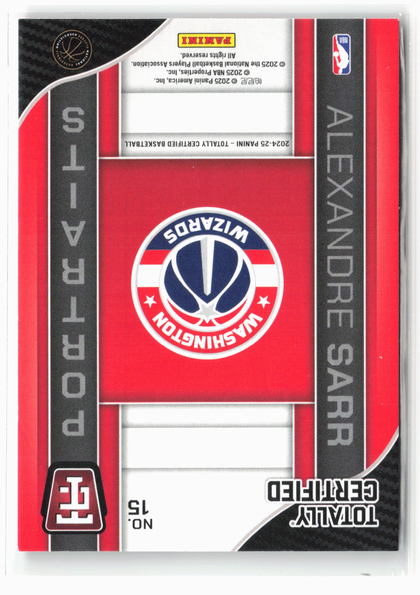 2024-25 Panini Totally Certified #15 Alexandre Sarr Portraits